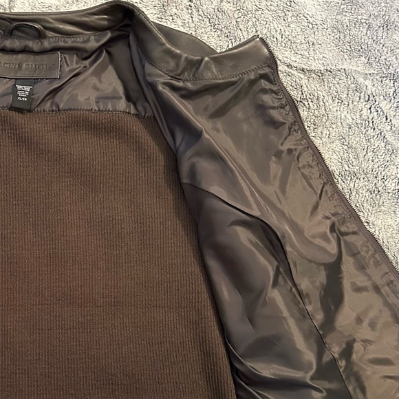 NWOT Chocolate Brown Genuine Leather & Sweater Jacket size XL - Picture 8 of 13